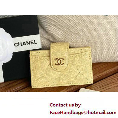 Chanel Grained Calfskin & GOLD-Tone Metal Card Holder AP0342 yellow 2023